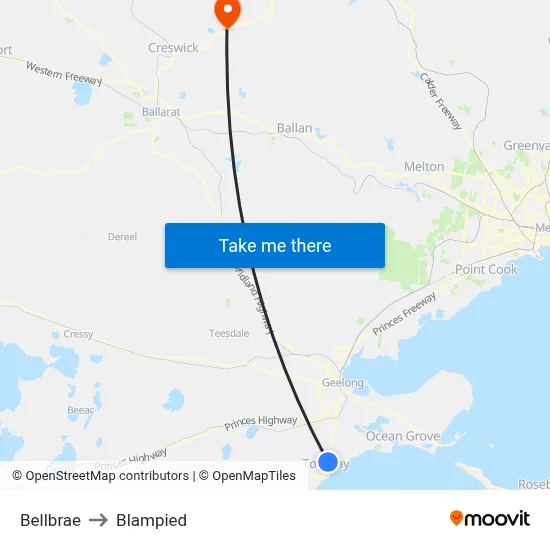 Bellbrae to Blampied map
