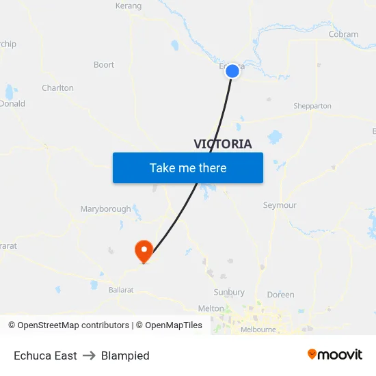 Echuca East to Blampied map