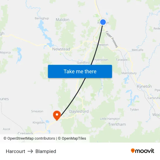 Harcourt to Blampied map