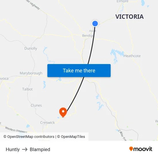 Huntly to Blampied map