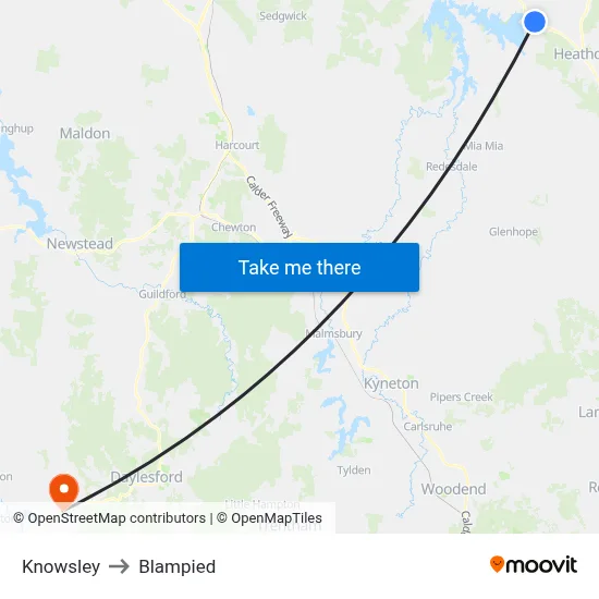 Knowsley to Blampied map