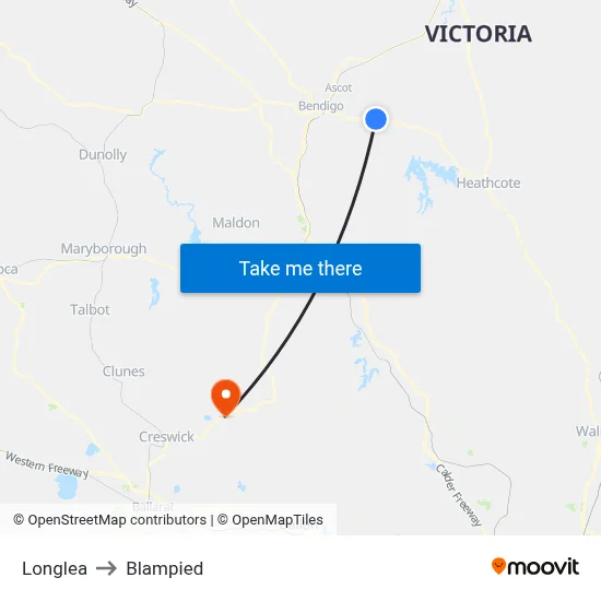 Longlea to Blampied map