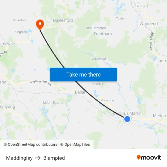 Maddingley to Blampied map
