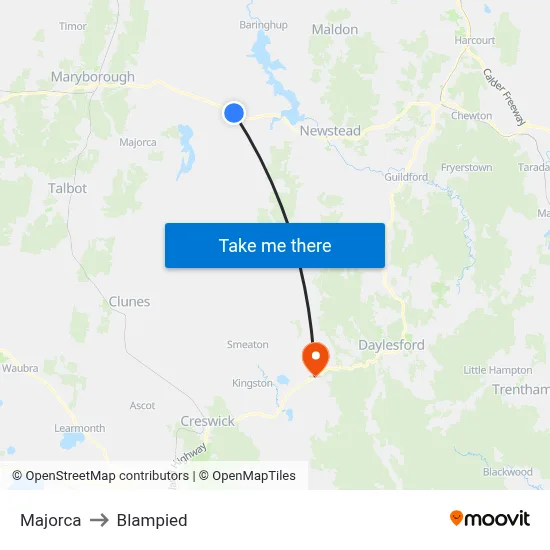 Majorca to Blampied map