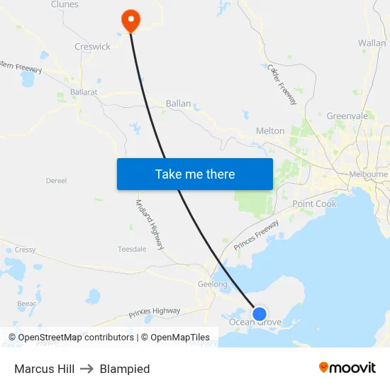 Marcus Hill to Blampied map