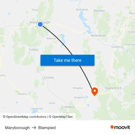 Maryborough to Blampied map