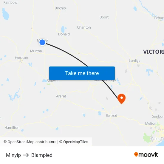 Minyip to Blampied map