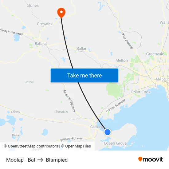 Moolap - Bal to Blampied map