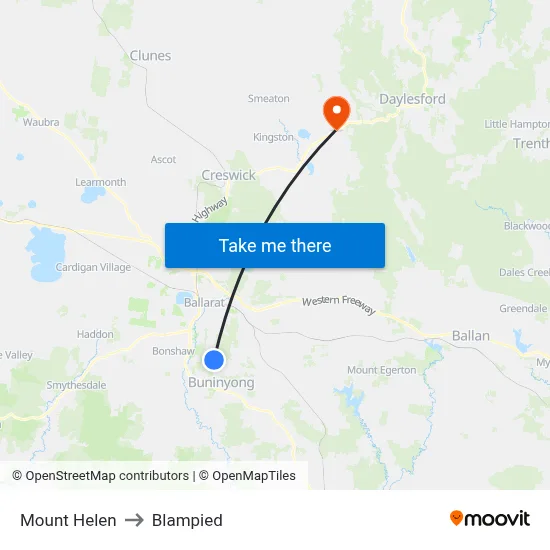 Mount Helen to Blampied map
