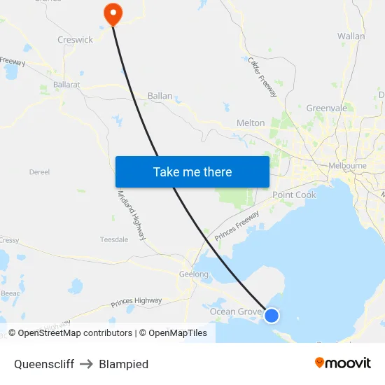 Queenscliff to Blampied map