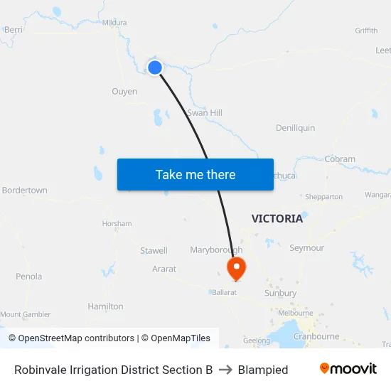 Robinvale Irrigation District Section B to Blampied map