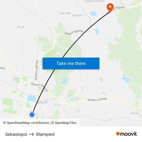 Sebastopol to Blampied map