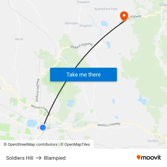 Soldiers Hill to Blampied map