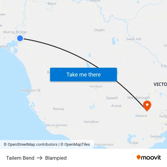 Tailem Bend to Blampied map