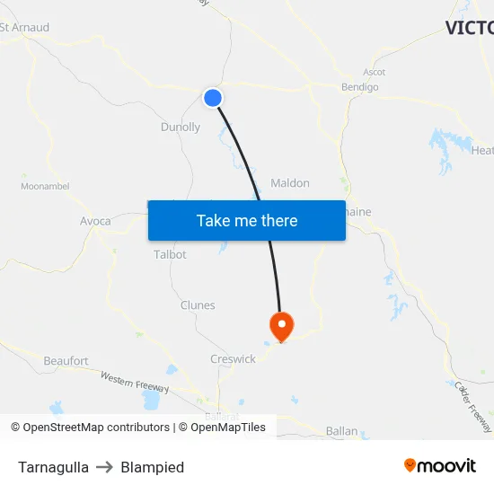 Tarnagulla to Blampied map