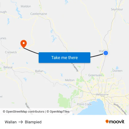 Wallan to Blampied map