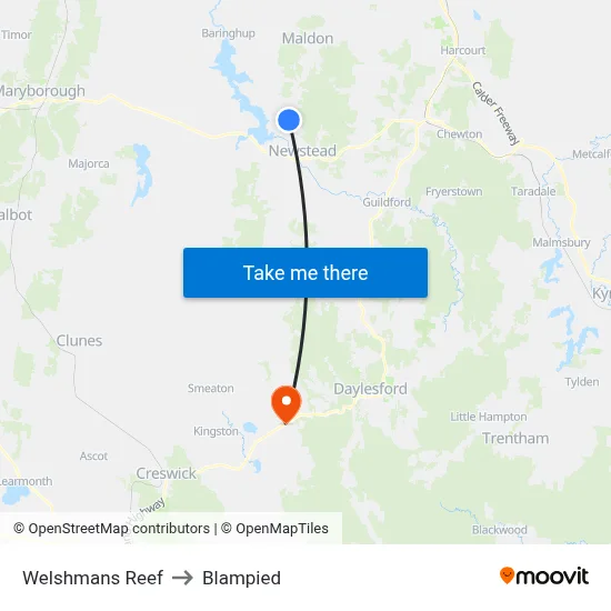 Welshmans Reef to Blampied map