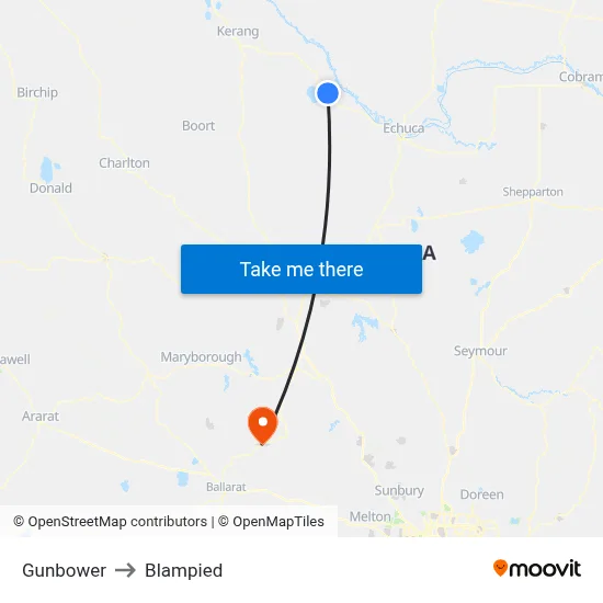 Gunbower to Blampied map
