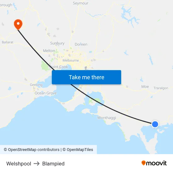 Welshpool to Blampied map