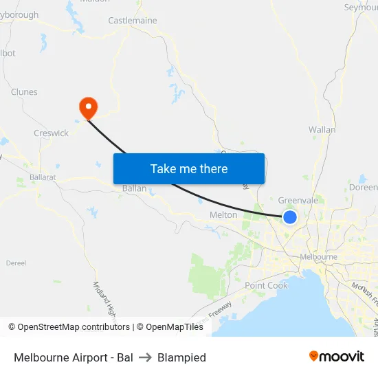 Melbourne Airport - Bal to Blampied map