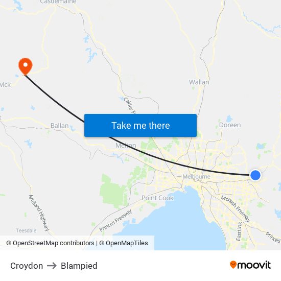 Croydon to Blampied map