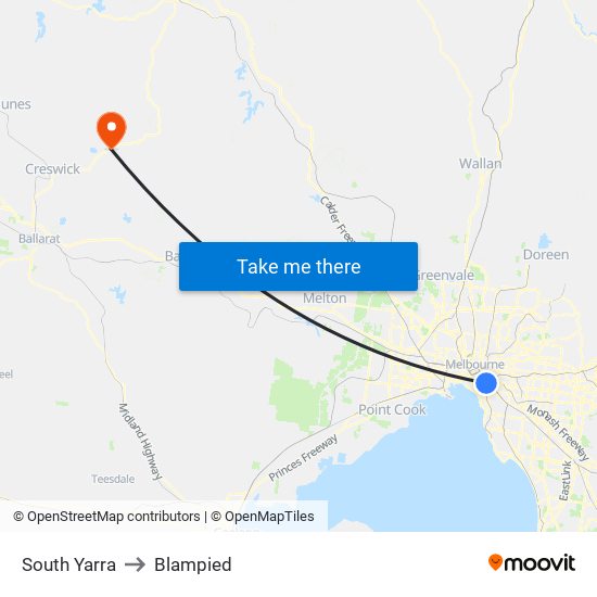 South Yarra to Blampied map