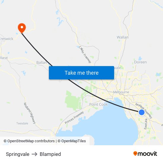 Springvale to Blampied map