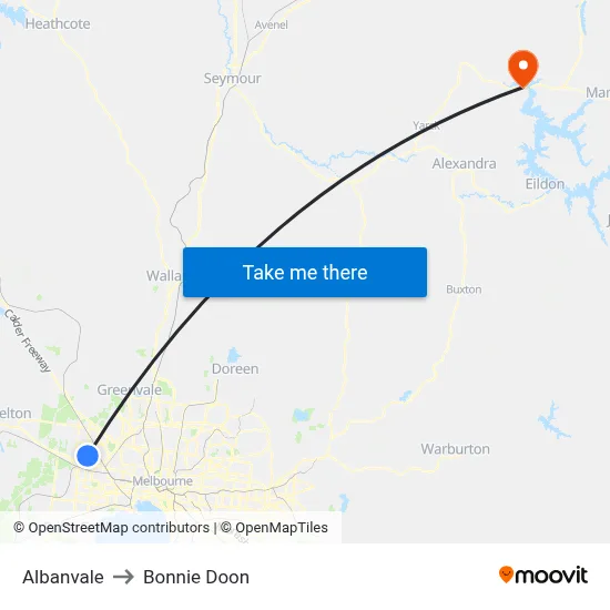 Albanvale to Bonnie Doon map