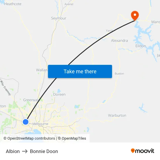 Albion to Bonnie Doon map