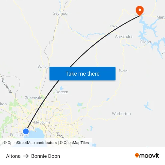 Altona to Bonnie Doon map