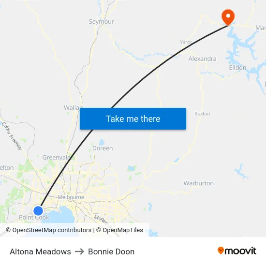 Altona Meadows to Bonnie Doon map