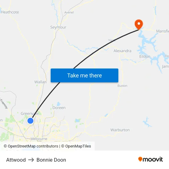 Attwood to Bonnie Doon map