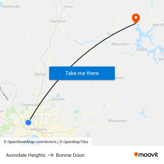 Avondale Heights to Bonnie Doon map