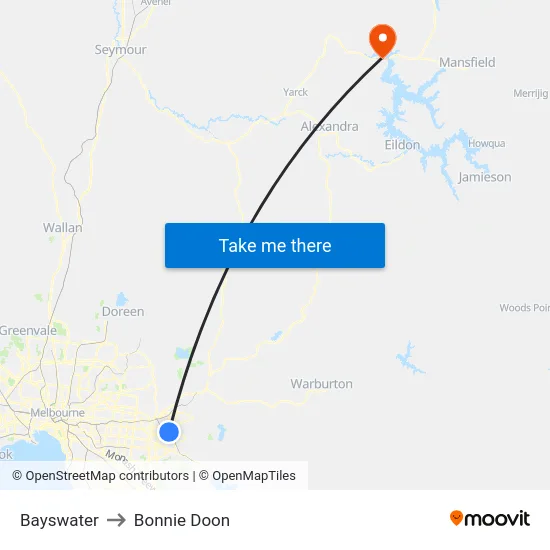 Bayswater to Bonnie Doon map