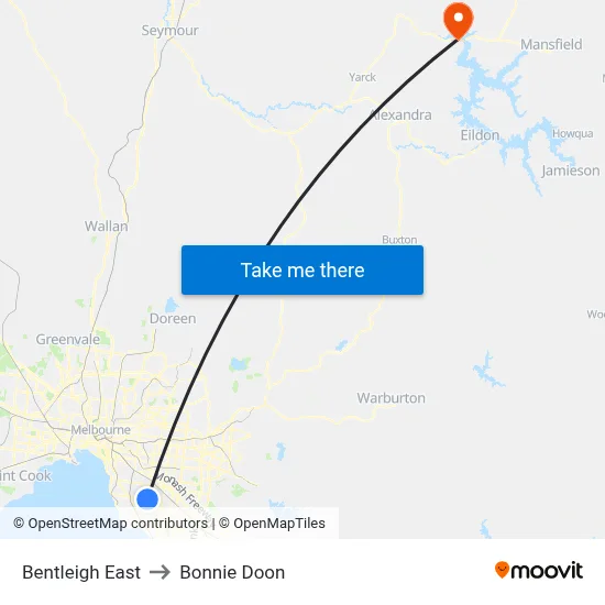Bentleigh East to Bonnie Doon map