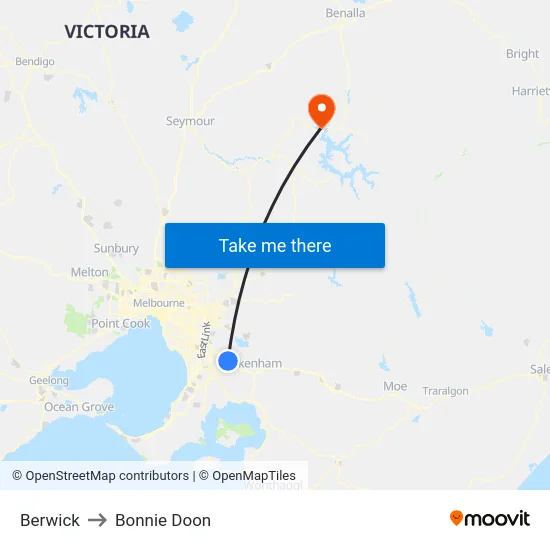 Berwick to Bonnie Doon map