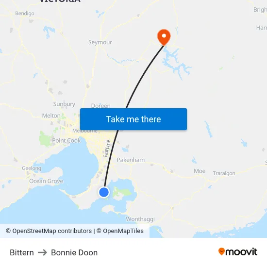 Bittern to Bonnie Doon map