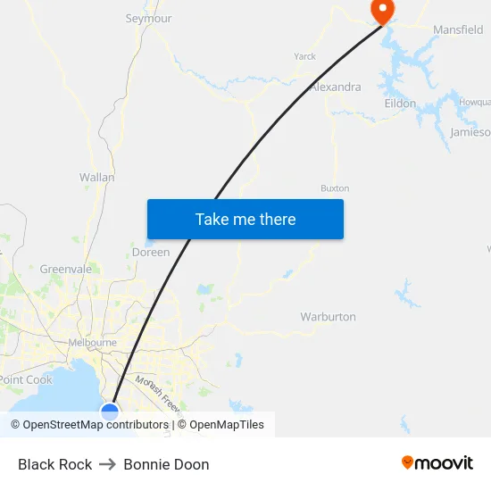 Black Rock to Bonnie Doon map