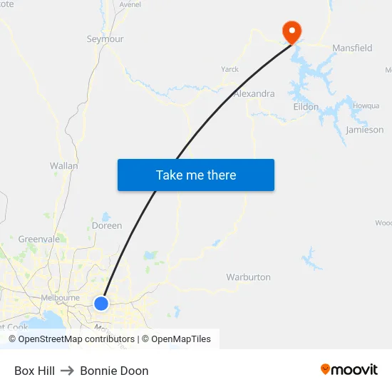 Box Hill to Bonnie Doon map