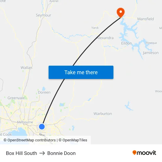 Box Hill South to Bonnie Doon map