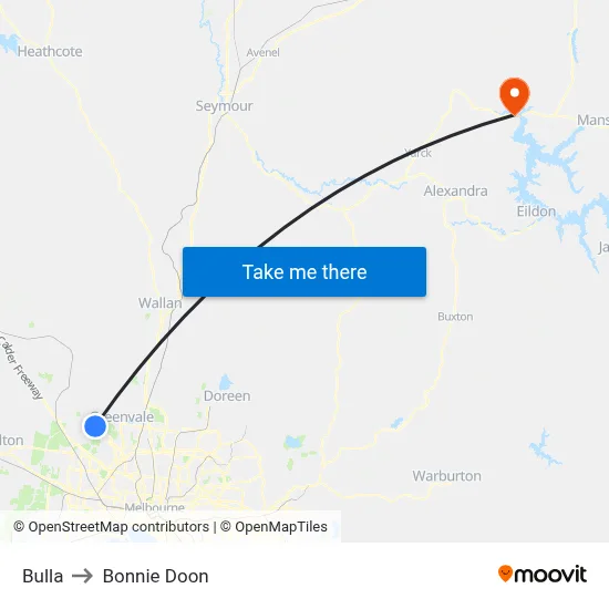 Bulla to Bonnie Doon map