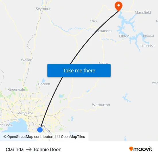 Clarinda to Bonnie Doon map