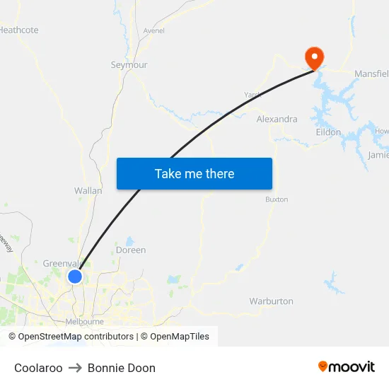 Coolaroo to Bonnie Doon map