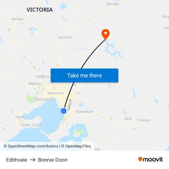 Edithvale to Bonnie Doon map
