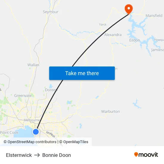 Elsternwick to Bonnie Doon map