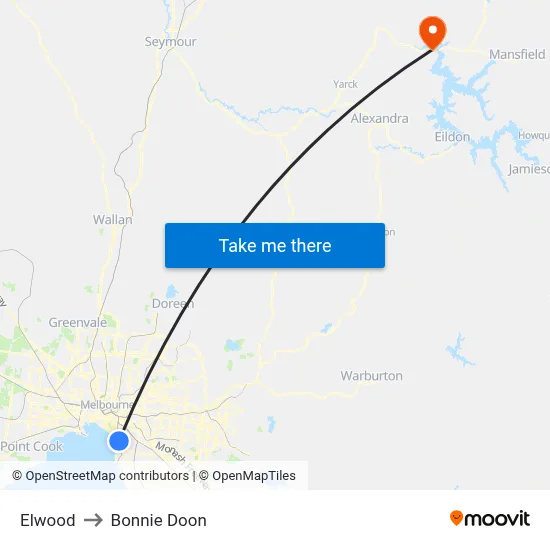Elwood to Bonnie Doon map