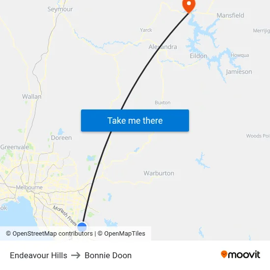 Endeavour Hills to Bonnie Doon map