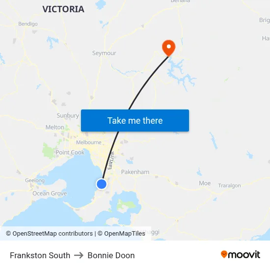Frankston South to Bonnie Doon map
