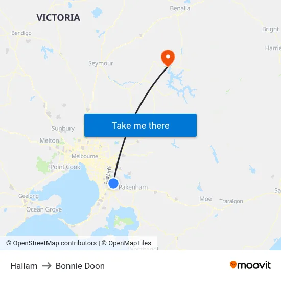 Hallam to Bonnie Doon map