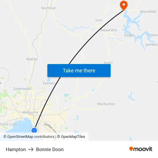 Hampton to Bonnie Doon map
